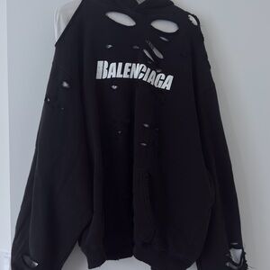 Balenciaga Black Hoodie with White Logo